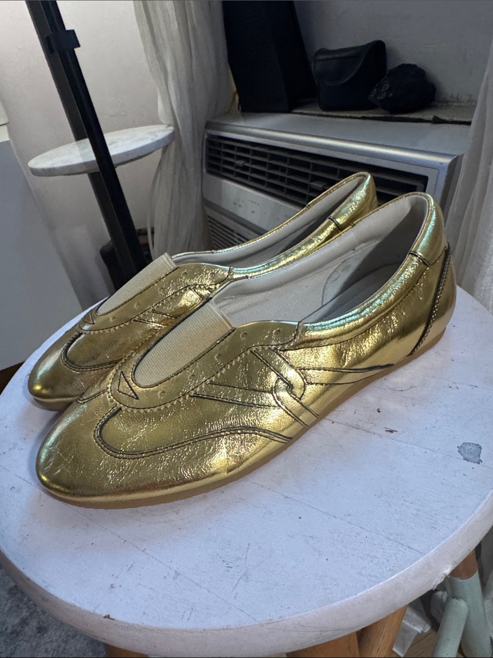Women’s Gold Metallic Slip-On Sneakers